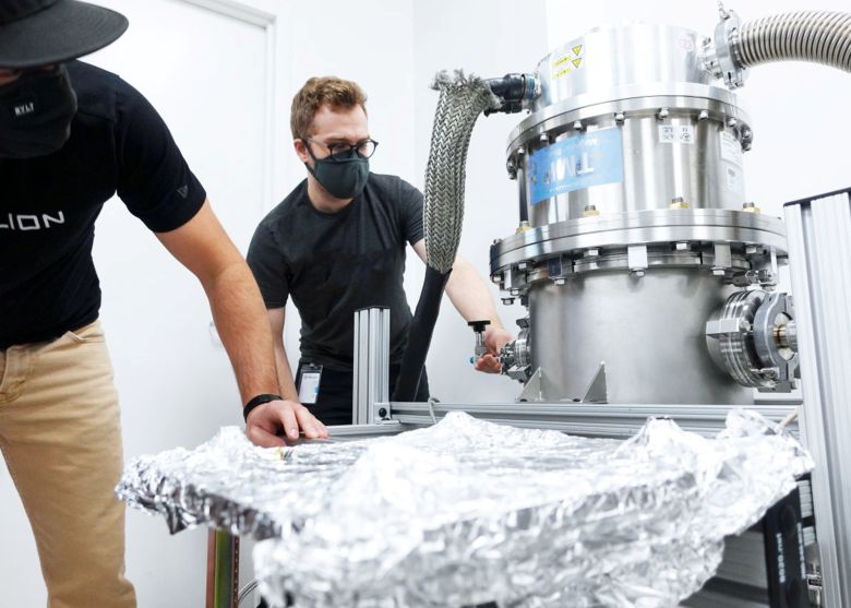 Fusion energy startup Helion Energy's engineers test turbo pumps under ultra-high vacuum for their next generation generator in Redmond, Washington.