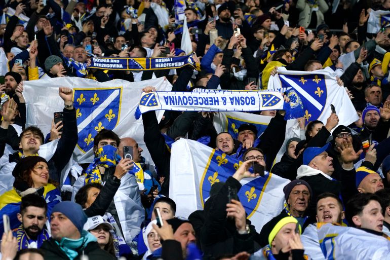 Bosnia and Herzegovina fans inside the stadium before the Italy match