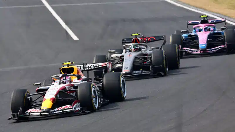 Liam Lawson (Racing Bulls-Ford) leads Gabriel Bortoleto (Audi) and Franco Colapinto (Alpine-Mercedes) in the 2026 Japanese Grand Prix
