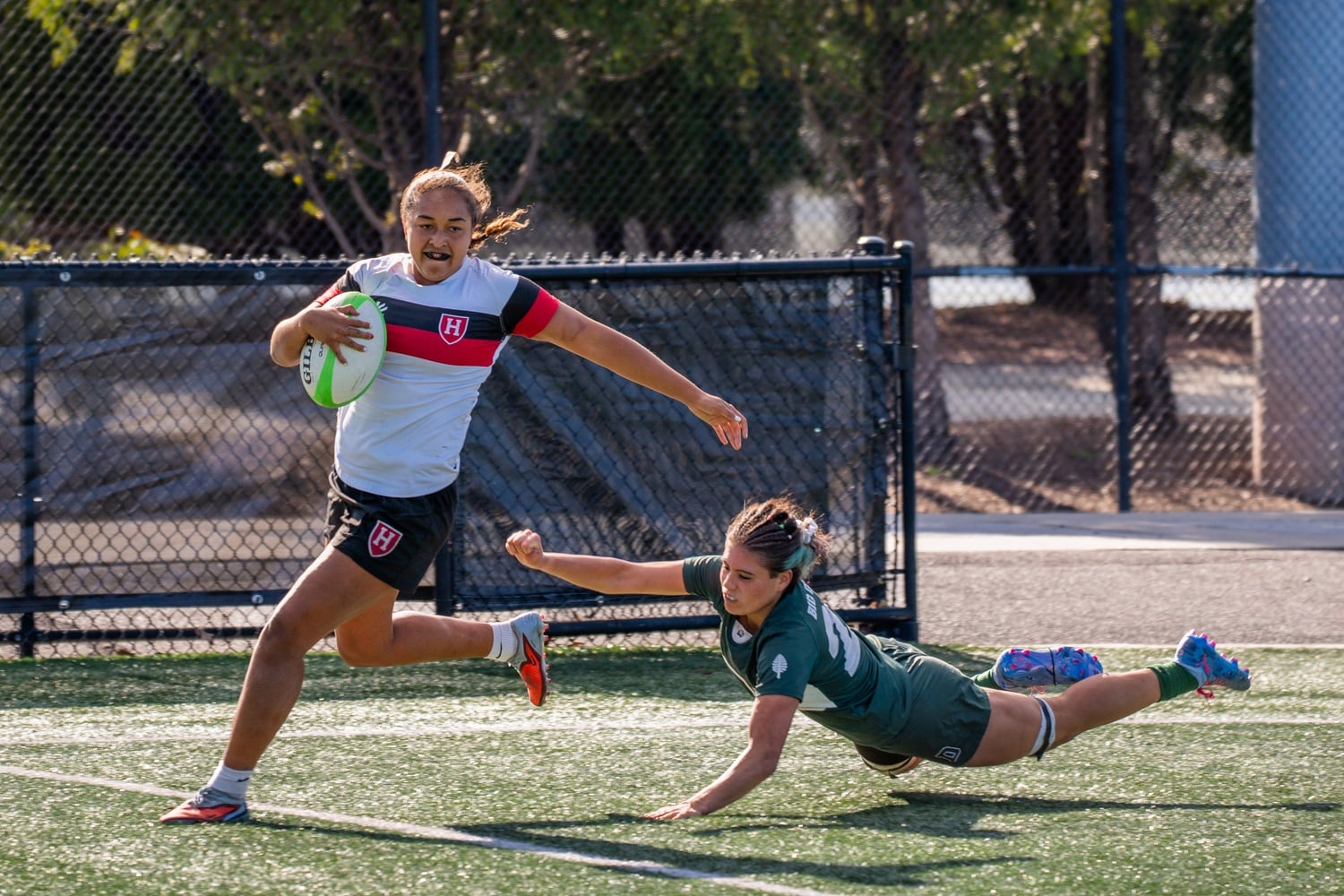 Senior Tiahna Padilla evades the Big Green during the Ivy 7s Championship game.