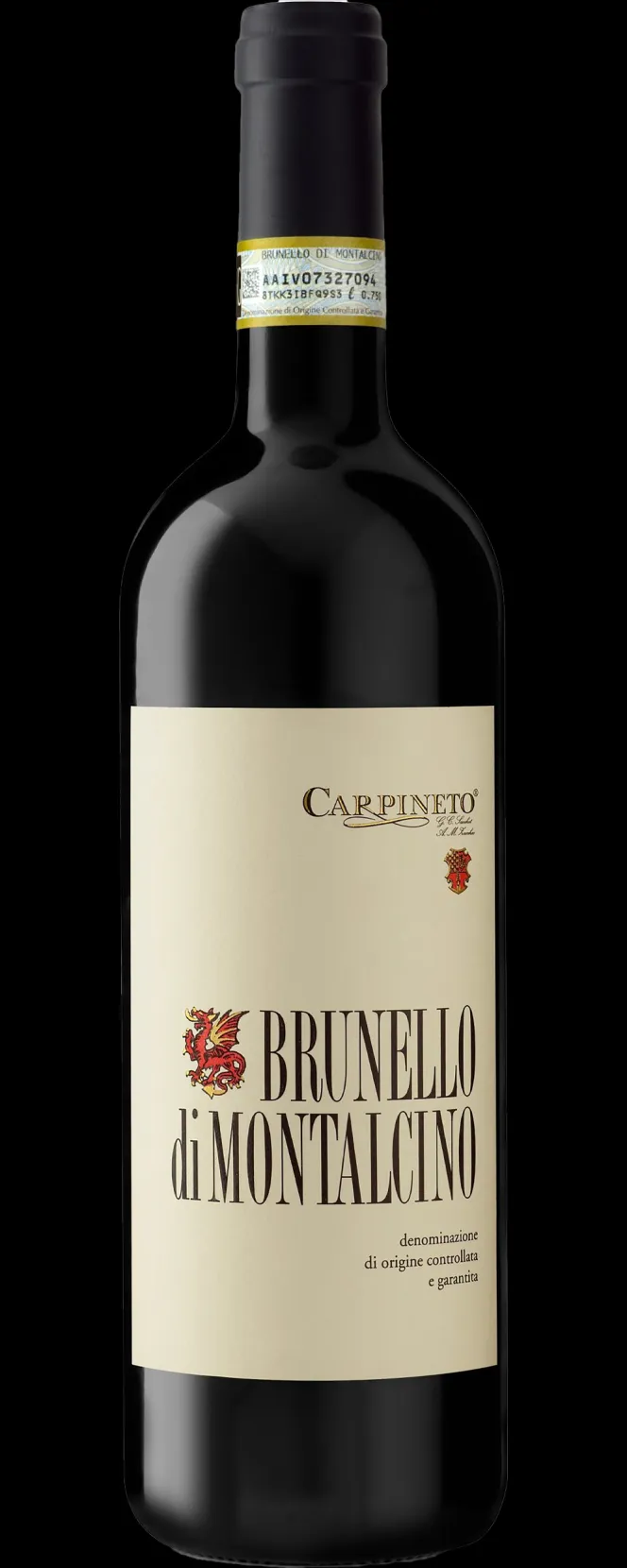 A bottle of Carpineto Brunello di Montalcino 2020 wine.
