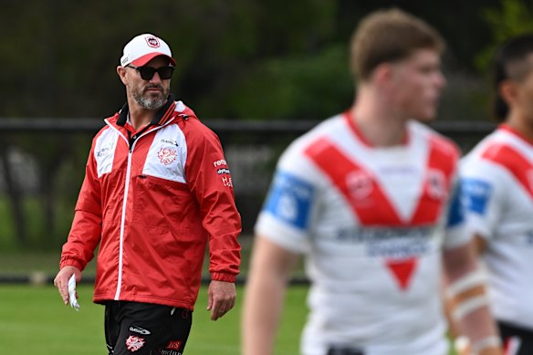 Newly appointed Dragons interim coach Dean Young at training on Wednesday.