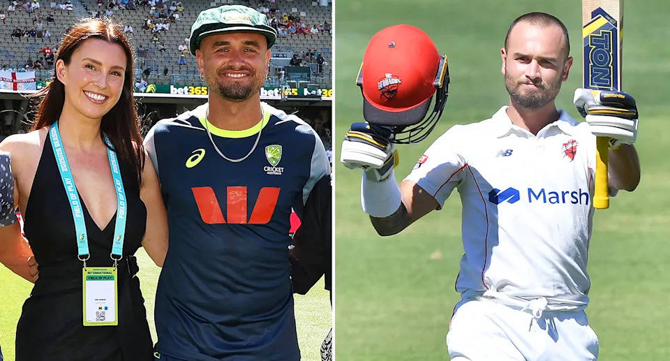 Jake Weatherald with wife Rachel.