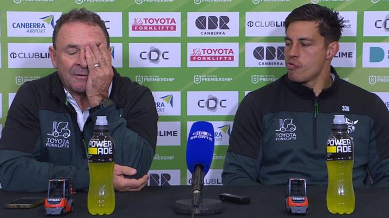Ricky Stuart fumes at players, Canberra Raiders vs Wests Tigers, Round 8, press conference, Joe Tapine