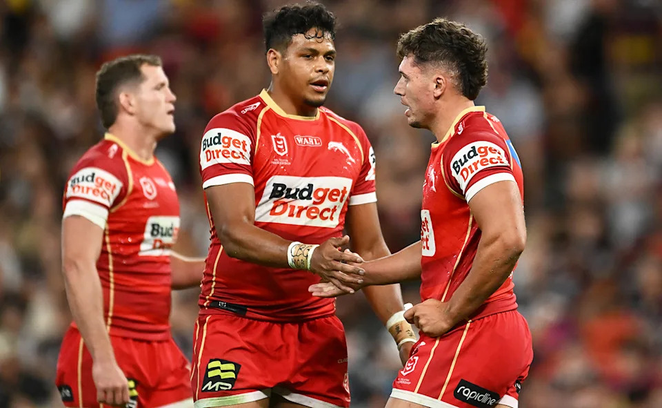 Selwyn Cobbo with Dolphins teammates.