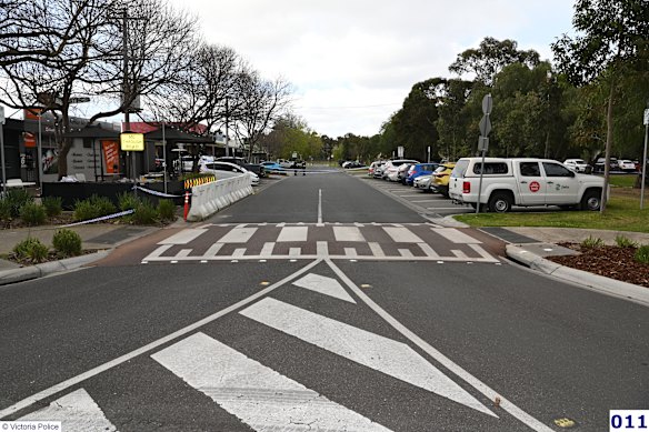 A crime scene photo following Preston’s killing, released by the court. 