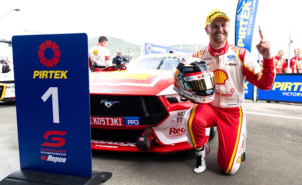 Brodie Kostecki after winning the first race in Taupo.