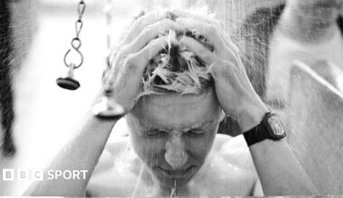 Tadej Pogacar showers after Paris-Roubaix