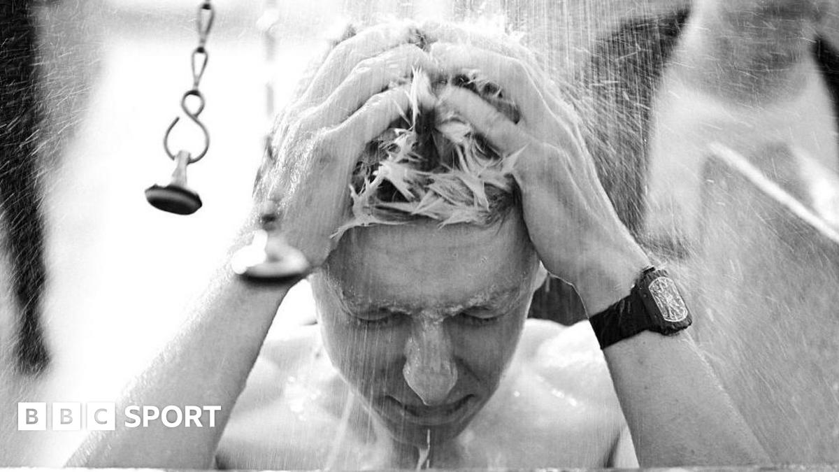 Tadej Pogacar showers after Paris-Roubaix