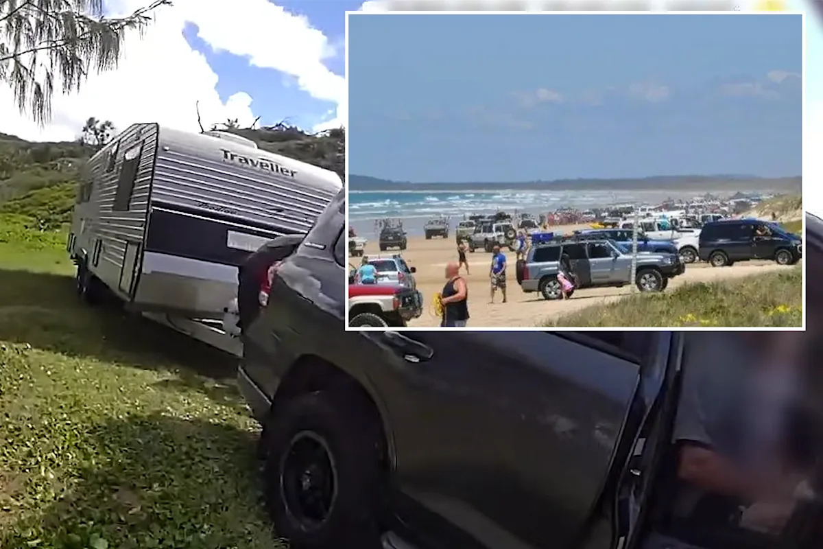 Police pounce on caravans, 4WDs at overrun Aussie tourist beach as 98 drivers fined: 'A privilege'