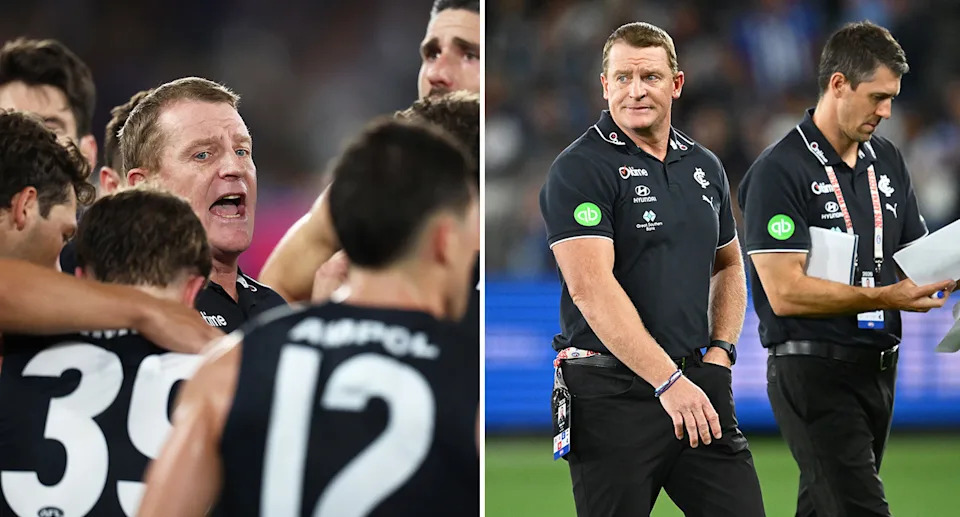 Carlton's head of football and a former Blues skipper have thrown their support behind Michael Voss as calls grow louder for his axing. Pic: Getty