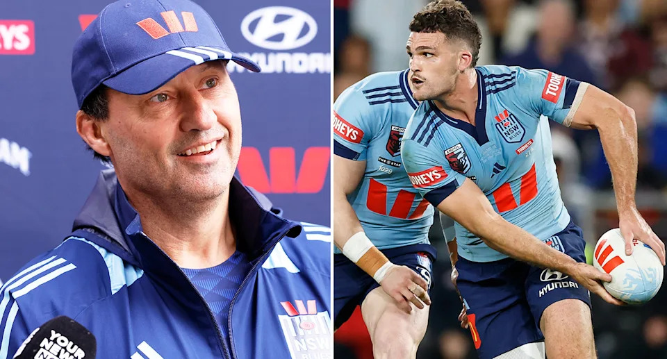 NSW coach Laurie Daley has thrown a young gun in the mix as a potential halves partner for Nathan Cleary in the Blues' State of Origin squad. Pic: Getty 