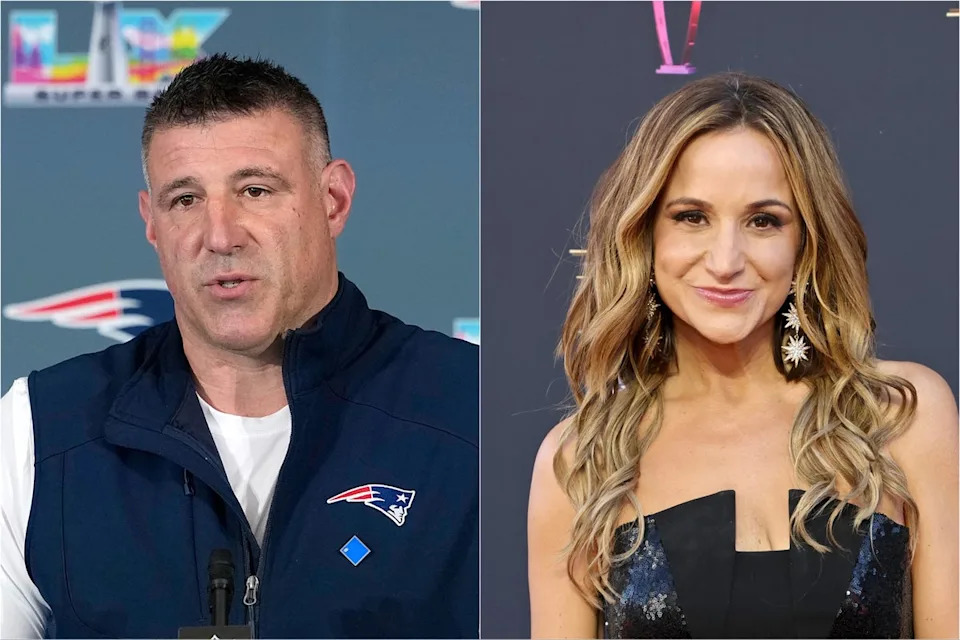 Patriots coach Mike Vrabel and Russini were photographed holding hands and hugging at an Arizona resort last month (Getty)