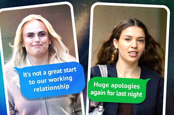 Text messages between Rebel Wilson and Charlotte MacInnes were tendered in the Federal Court.