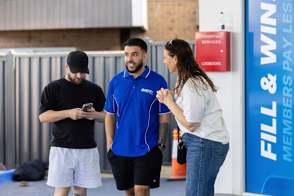 Entrepreneur Adrian Portelli selling cheap fuel to his LMCT+ members at his petrol station in Preston today.