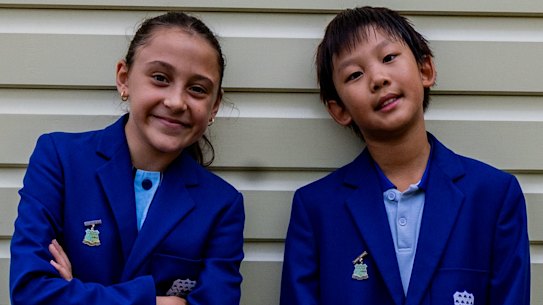 Hurstville Public School students Arabella Clayton and Ian Liao.  