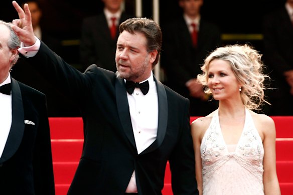 Spencer with her ex-husband, Russell Crowe, in Cannes in 2010.