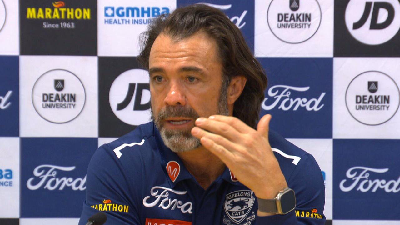 Chris Scott press conference after Geelong Cats Round 7 loss to Port Adelaide, Mark Blicavs knee injury, Sam De Koning managed, latest news