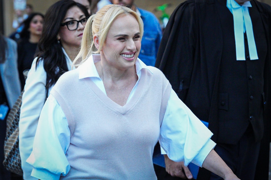 Blonde woman smiling