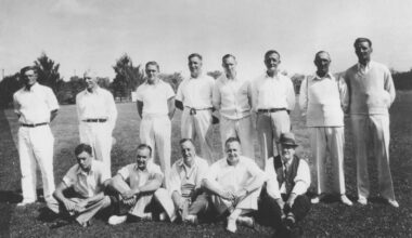The Vernon cricket team at a tournament in Spokane, Washington, in 1936. (GVMA photo #2739)