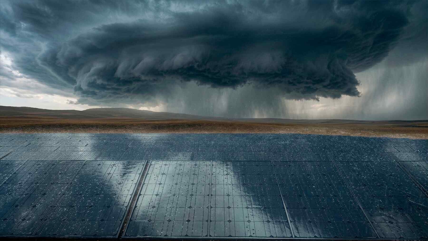 Solar panels forming rain clouds