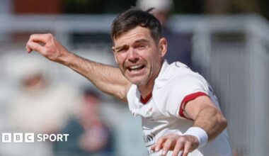 James Anderson celebrates a wicket