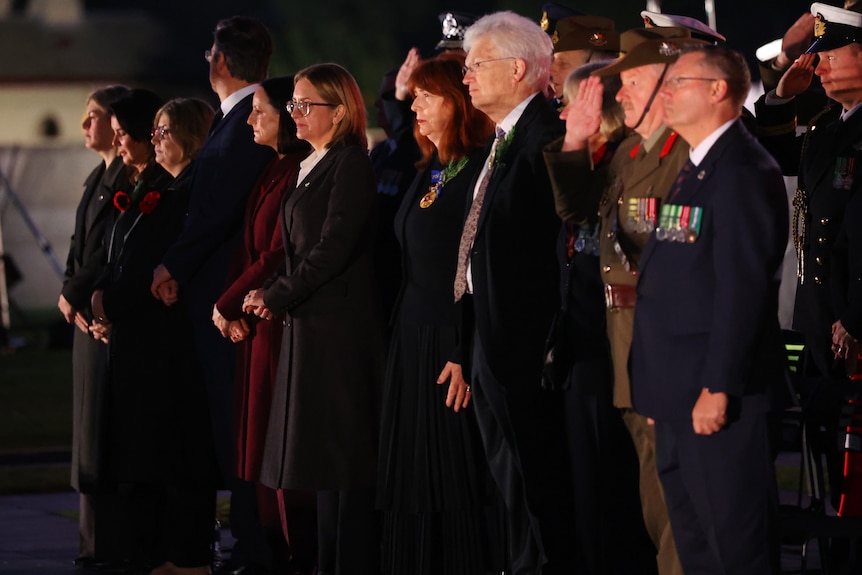 Victorian Jacinta Allan at the Melbourne Anzac Day event.