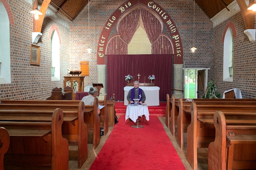 David Perryman delivers sermon to sole parishioner  