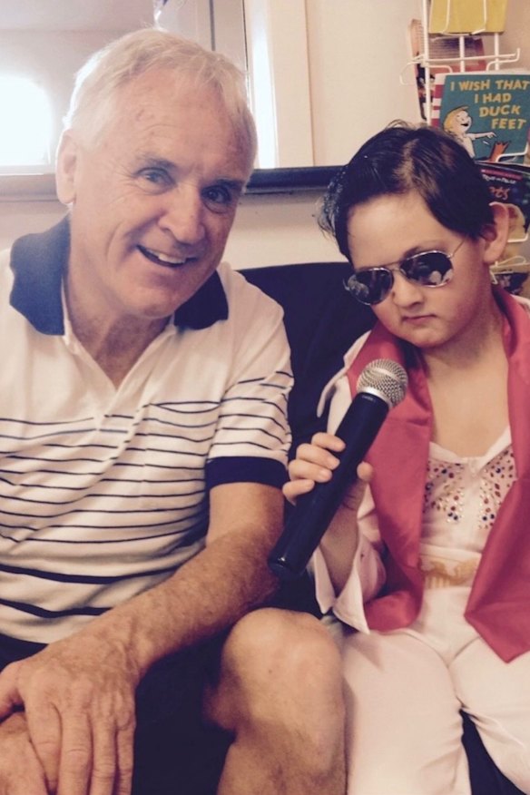 A young Charlie in training with his grandpa.
