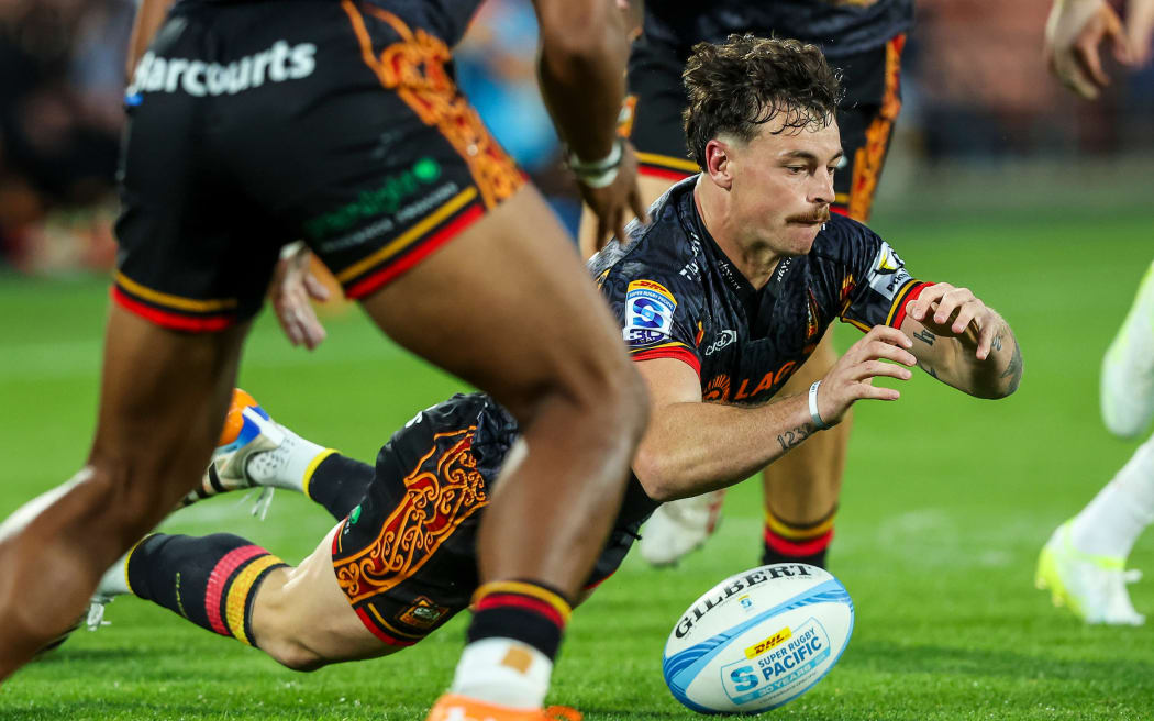 Chiefs' Leroy Carter during the Chiefs vs Waratahs, Super Rugby Pacific match at FMG Stadium, Hamilton.