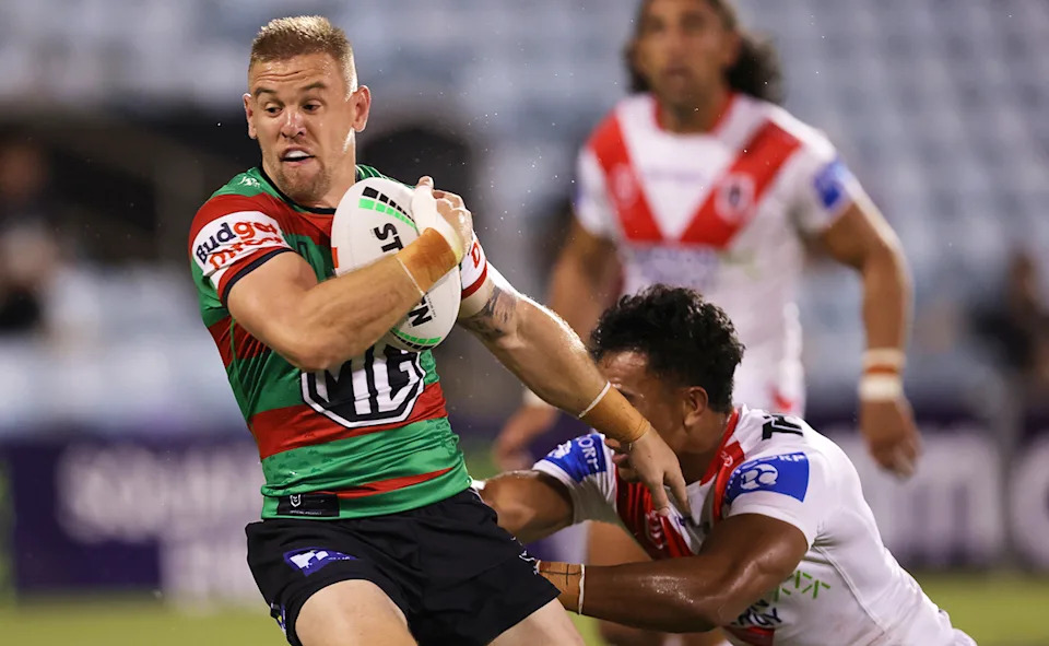 Matt Dufty in action for Souths against the Dragons.