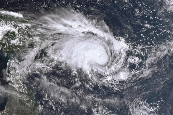 A satellite image of a massive storm off the north-eastern tip of Australia.