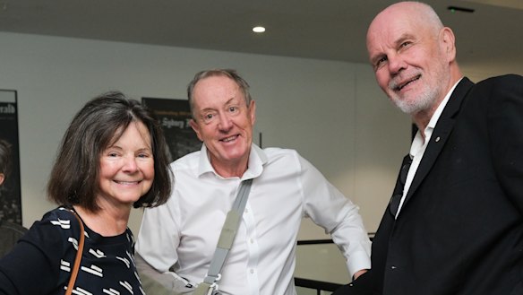 Geraldine Brooks, Garry Maddox and Peter FitzSimons at the 195th Herald birthday celebrations last week.