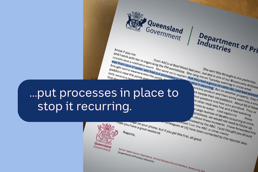 A graphic reads "... puts processes in place to stop it recurring" in as a quote pulled out from a letter in the background.