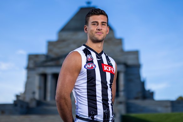 Nick Daicos at the Shrine of Remembrance on Monday.