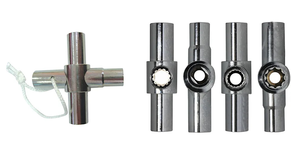 A tap key is a tool that can gain access to anti-vandal taps. Source: Bunnings