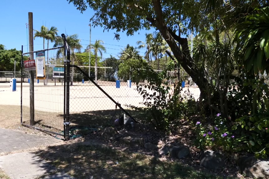 A beach volleyball court