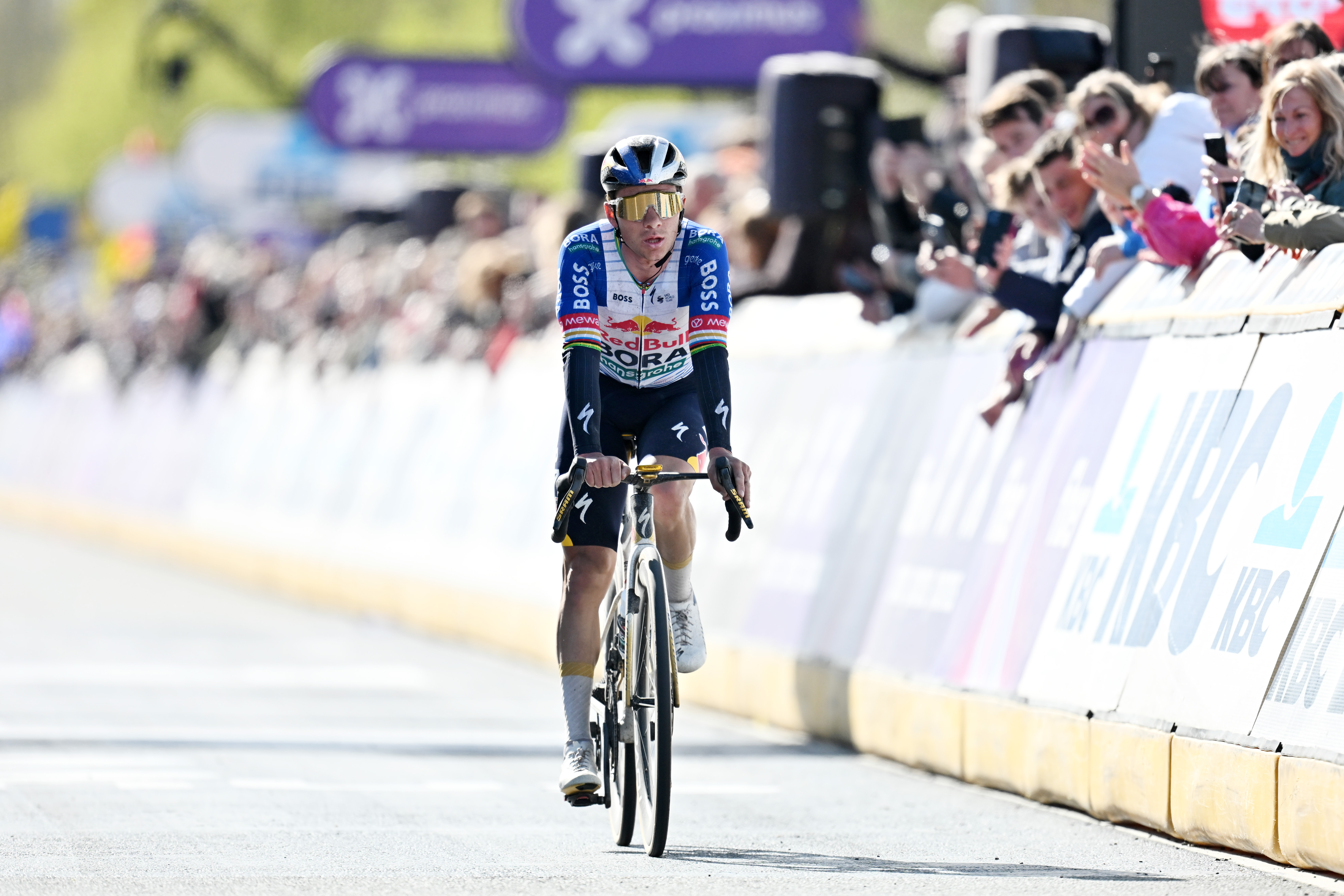 Evenepoel cycles past the finish line