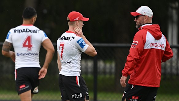 Kade Reed and Dean Young at training on Wednesday.