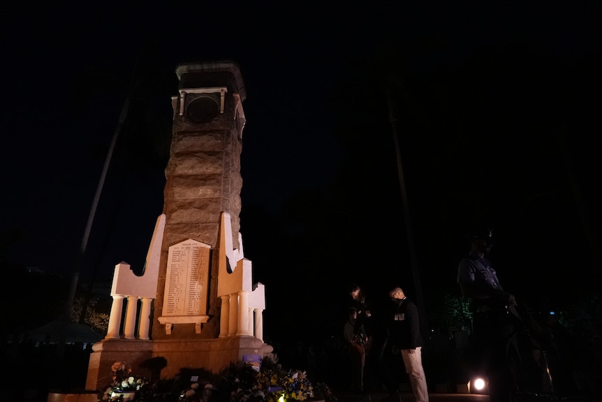 A cenotaph in low light. 