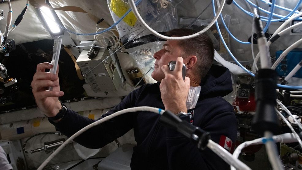 (April 6, 2026) - Artemis II mission specialist and CSA (Canadian Space Agency) astronaut Jeremy Hansen enjoys a shave inside the Orion spacecraft during Flight Day 5 and ahead of the crew's lunar flyby on April 6, 2026. Credit: NASA