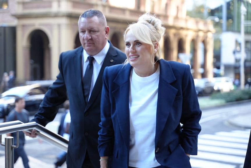 Rebel Wilson outside court April 30 for defamation trial