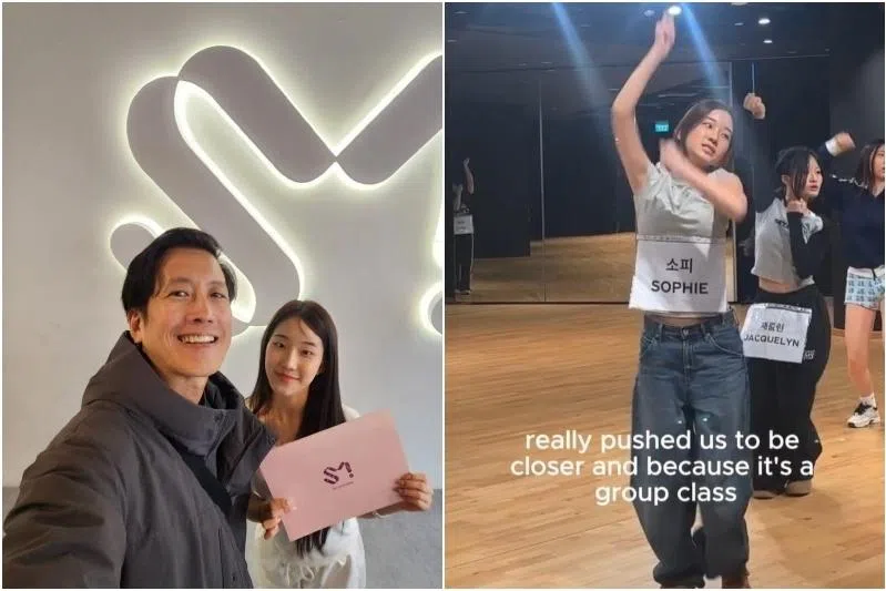 Singaporean actor Benjamin Heng with his daughter Sophie, a student in K-pop training academy SM Universe (Singapore)'s  inaugural Professional Training Programme.