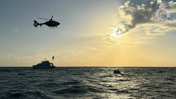 An image of the pair’s rescue off the Gold Coast.