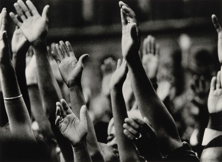 Gordon Parks' photograph, “Harlem Rally” (1963) is featured in the