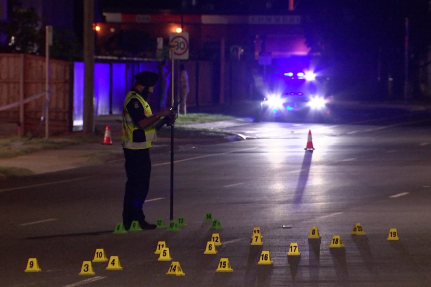 Police at an accident scene.
