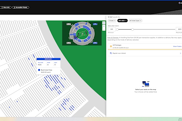Tickets with restricted views were priced as high as $630 for the September NFL game.