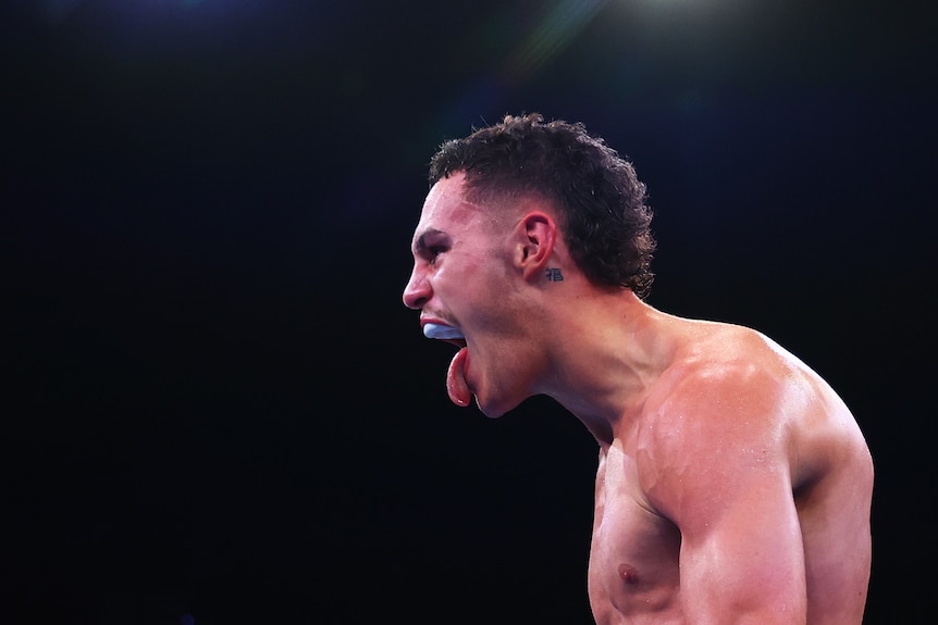 Max McIntyre sticks out his tongue