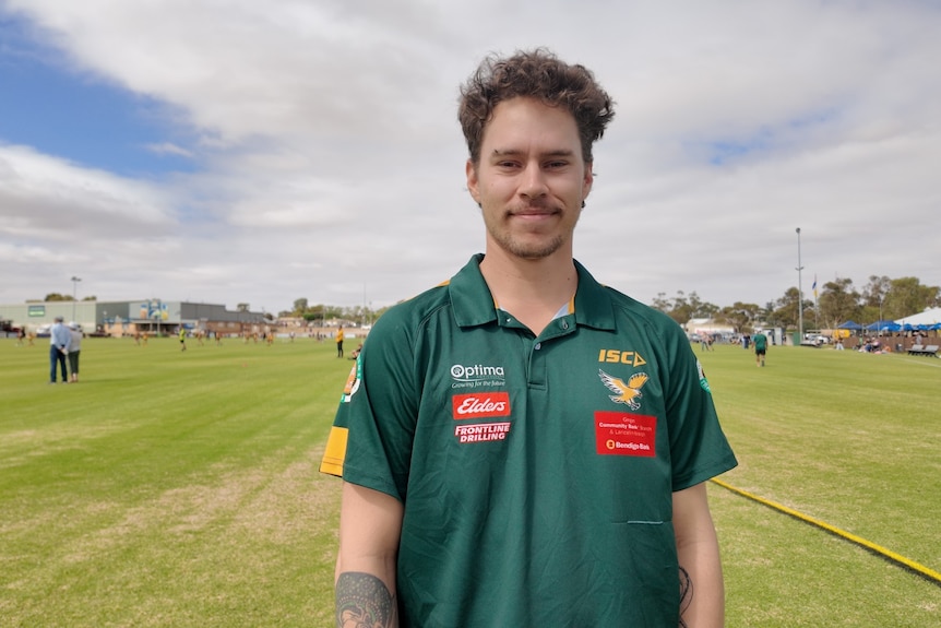 Gingin defender Jaxon Saylor before the start of the game.