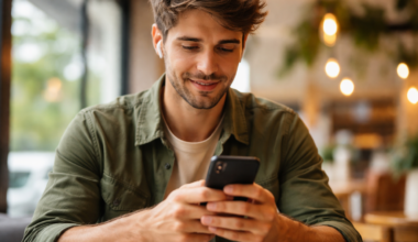 man texting